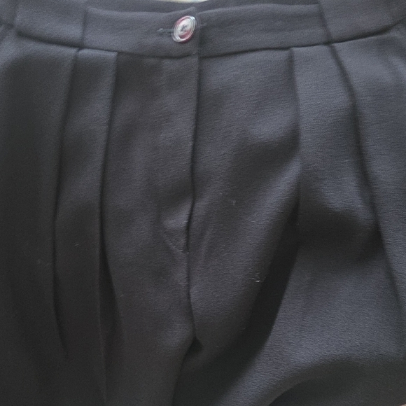 Anne Klein Vintage Black Fine Wool Wide Leg Crop Trousers Dress Pants 48 12 - Picture 10 of 13
